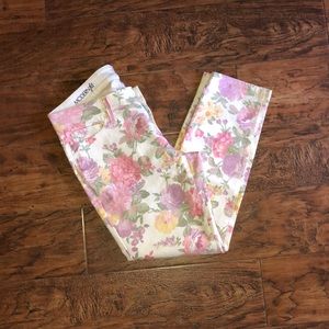 Ann Taylor Floral Jeans; Cropped leg; Modern Fit